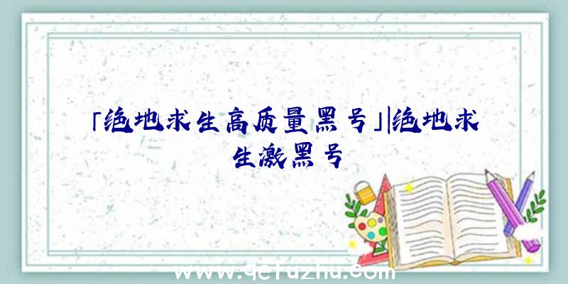 「绝地求生高质量黑号」|绝地求生激黑号